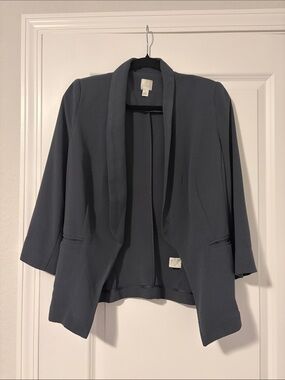 LC Lauren Conrad Charcoal Grey Shawl-Collar Open Blazer